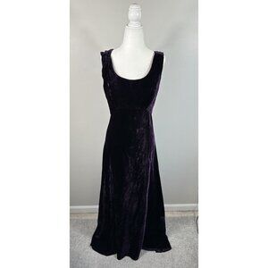 Vintage Velvet Dress Womens 10 Purple Maxi Whimsigoth Witchy Goth Dark Fairy 90s